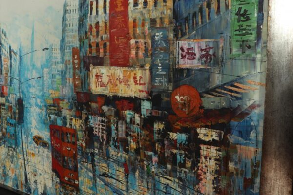Oil Painting Hong Kong busy street scene - Image 4