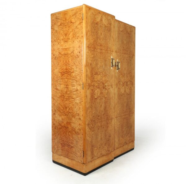 Art Deco Gentleman’s Wardrobe in Burr Maple c1931 - Image 12