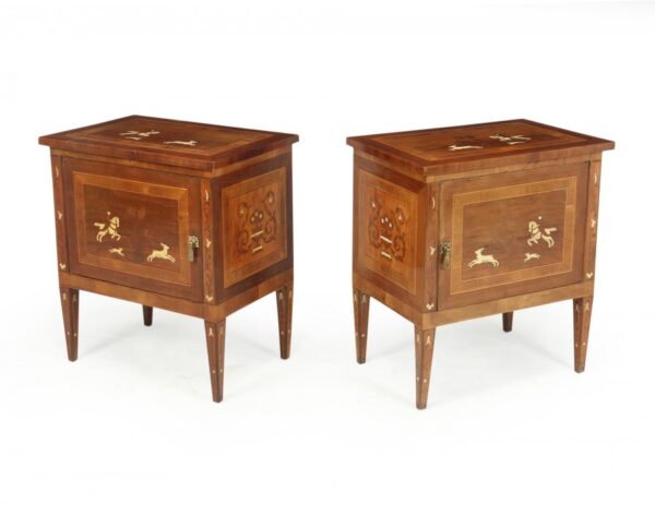 Pair of Italian Neoclassical Inlaid bedside Cabinets Antique Cabinets 14