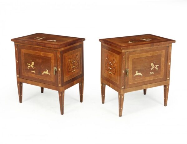 Pair of Italian Neoclassical Inlaid bedside Cabinets - Image 12