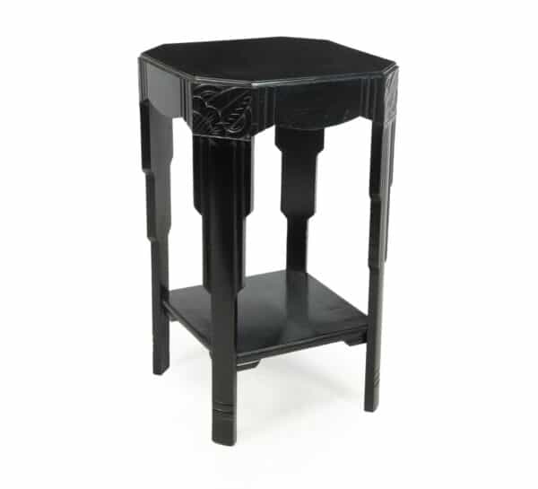 Art Deco Ebonised Piano Black Side Table - Image 12