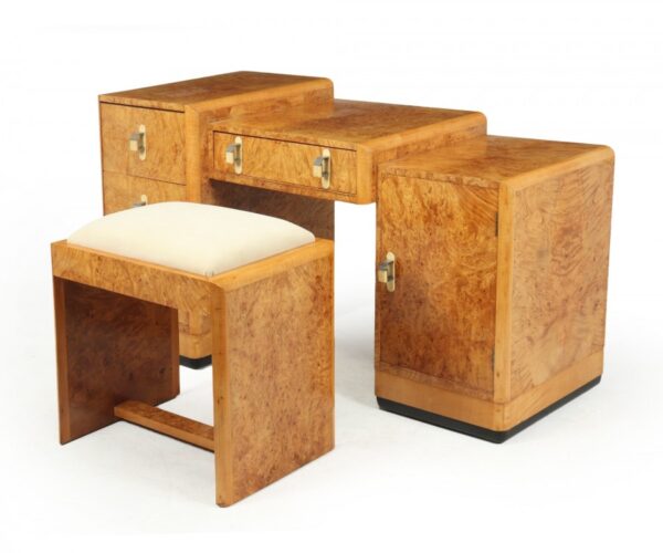 Art Deco Dressing Table and stool in Burr Maple art deco Antique Dressing Tables 3