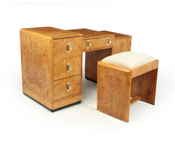Art Deco Dressing Table and stool in Burr Maple - Image 12