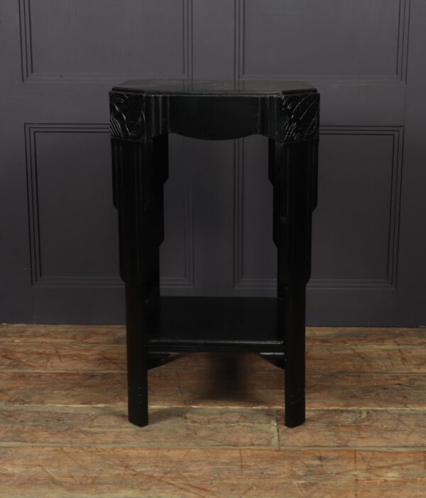 Art Deco Ebonised Piano Black Side Table - Image 11