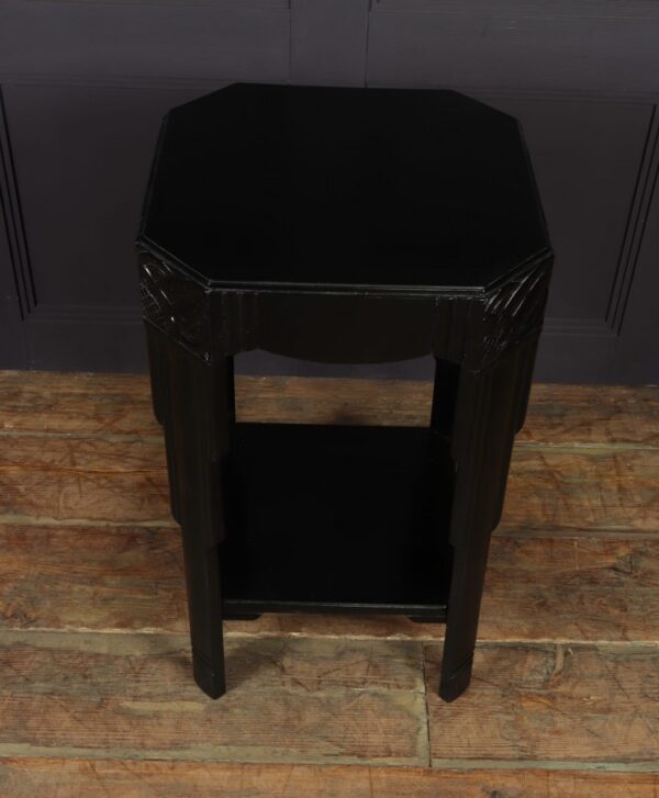 Art Deco Ebonised Piano Black Side Table art deco Antique Tables 12
