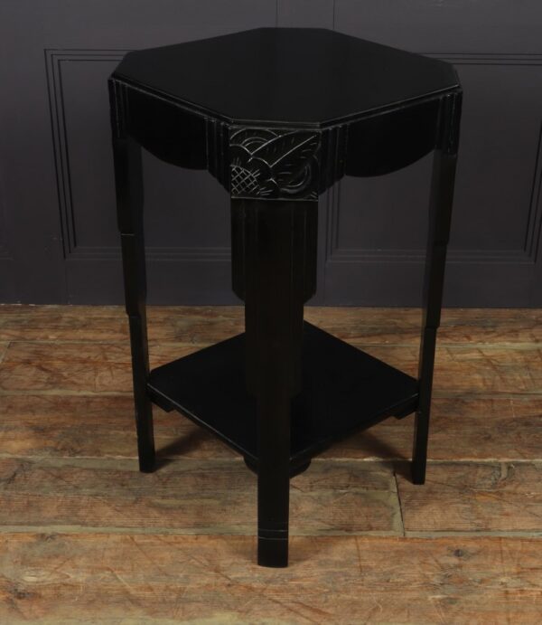 Art Deco Ebonised Piano Black Side Table art deco Antique Tables 11