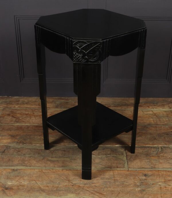 Art Deco Ebonised Piano Black Side Table - Image 9