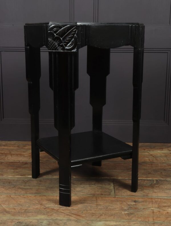 Art Deco Ebonised Piano Black Side Table - Image 7