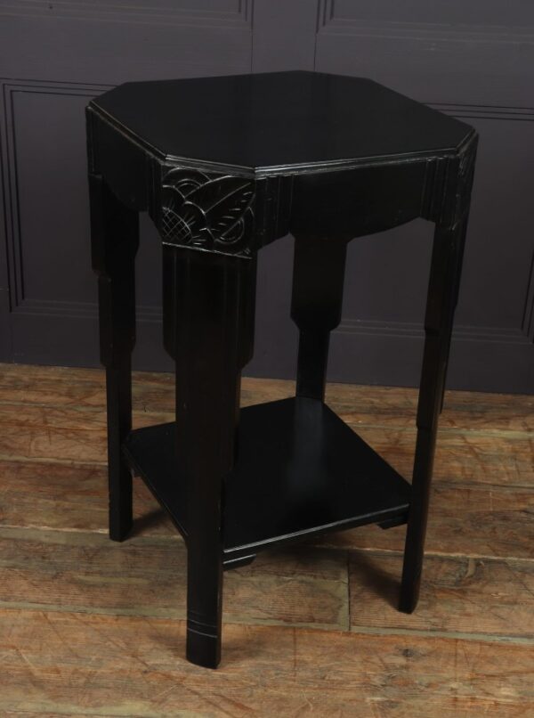 Art Deco Ebonised Piano Black Side Table - Image 6