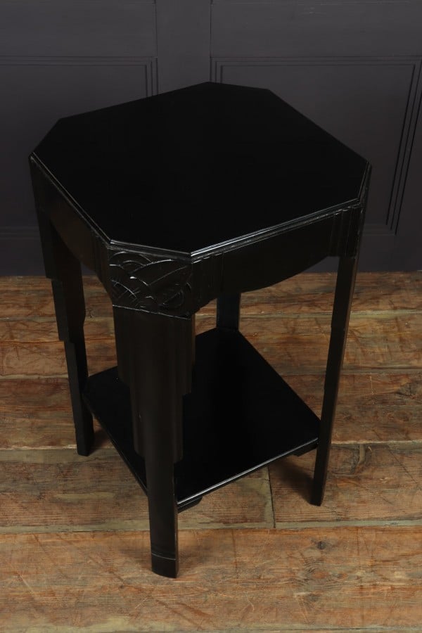 Antique black shop end table