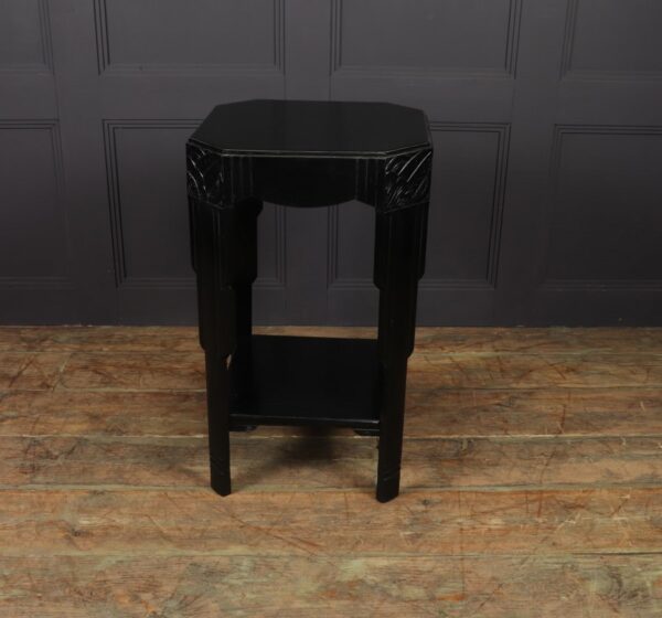 Art Deco Ebonised Piano Black Side Table - Image 4