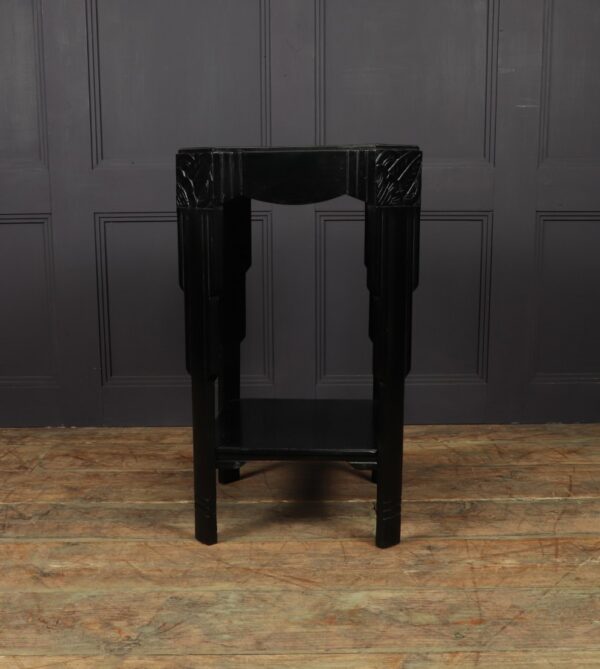 Art Deco Ebonised Piano Black Side Table - Image 3