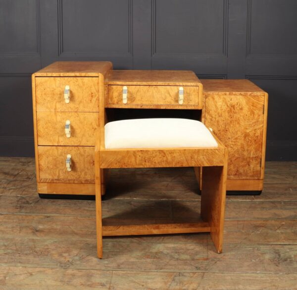 Art Deco Dressing Table and stool in Burr Maple - Image 11