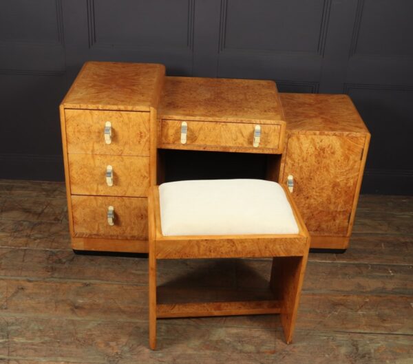 Art Deco Dressing Table and stool in Burr Maple art deco Antique Dressing Tables 12