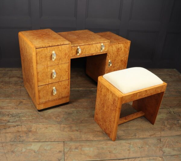 Art Deco Dressing Table and stool in Burr Maple - Image 2