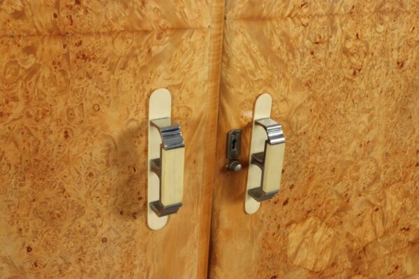 Art Deco Gentleman’s Wardrobe in Burr Maple c1931 - Image 10