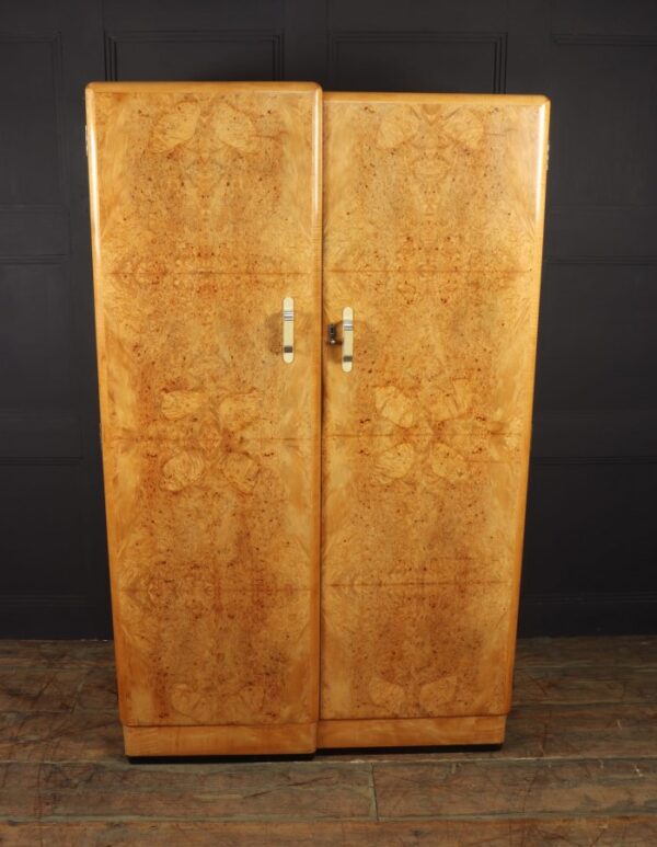 Art Deco Gentleman’s Wardrobe in Burr Maple c1931 - Image 8