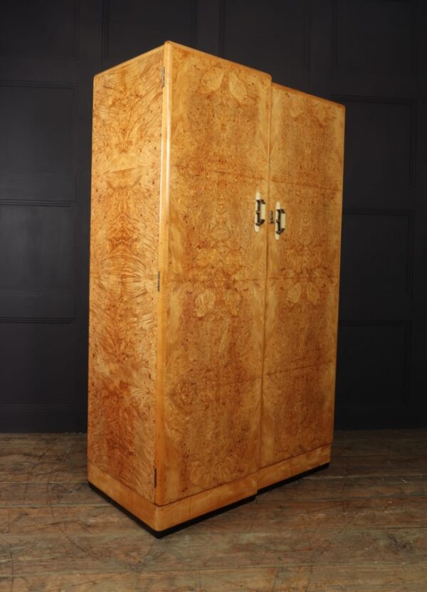 Art Deco Gentleman’s Wardrobe in Burr Maple c1931 - Image 5