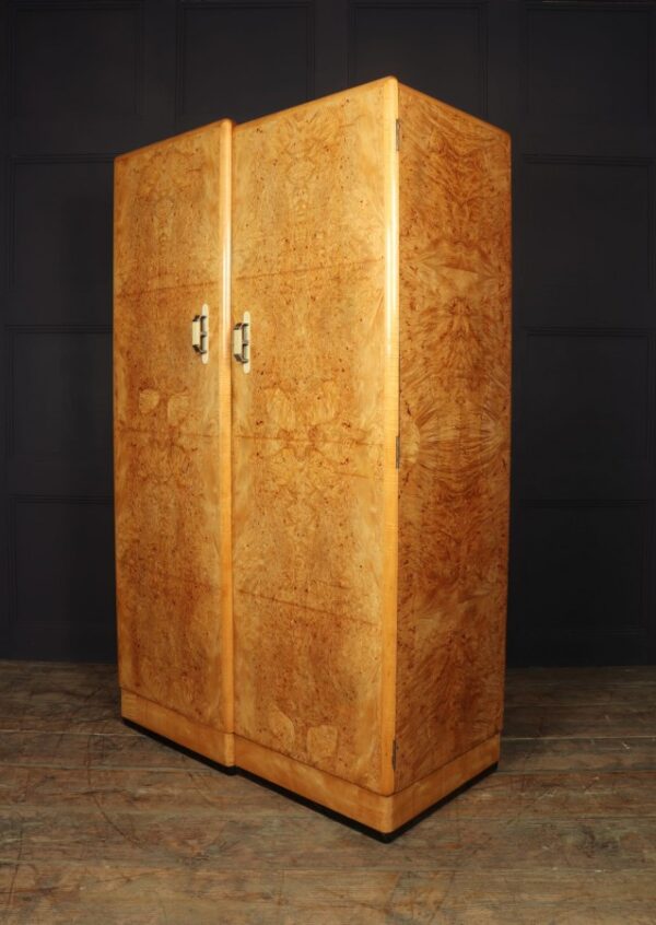 Art Deco Gentleman’s Wardrobe in Burr Maple c1931 - Image 4