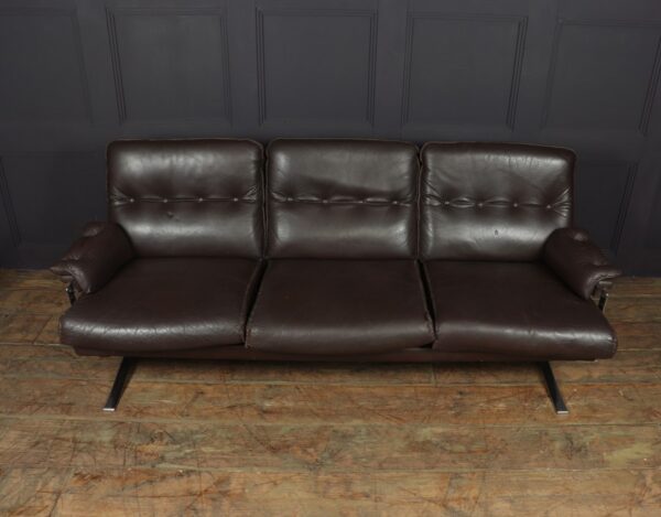 Mid Century Chrome and Leather Sofa by Arne Norrell c1960 - Image 12