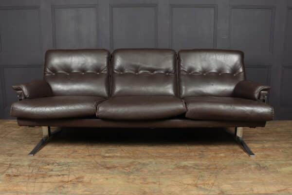 Mid Century Chrome and Leather Sofa by Arne Norrell c1960 - Image 11