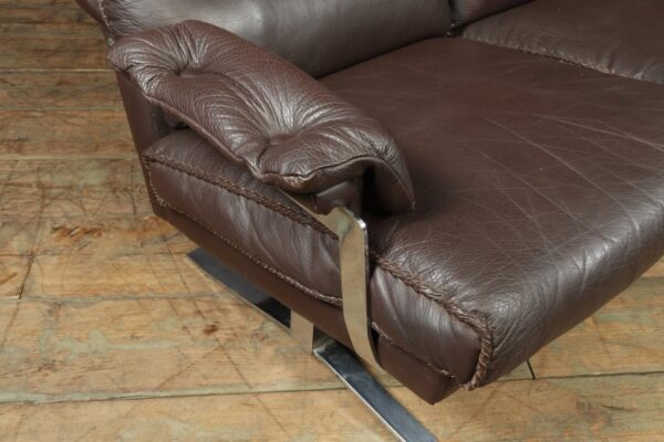 Mid Century Chrome and Leather Sofa by Arne Norrell c1960 - Image 8