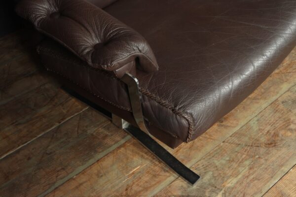 Mid Century Chrome and Leather Sofa by Arne Norrell c1960 - Image 7