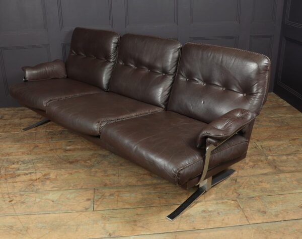 Mid Century Chrome and Leather Sofa by Arne Norrell c1960 - Image 6
