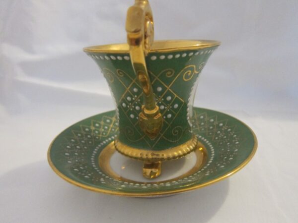Antique "Limoges" Cup & Saucer Handpainted & Signed by Artist - Image 3