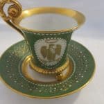 Antique “Limoges” Cup & Saucer Handpainted & Signed by Artist eagle Antique Ceramics