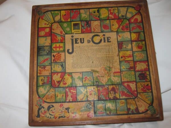 c.1910 French “Jeu d’Oie” Games Box backgammon Antique Toys 3