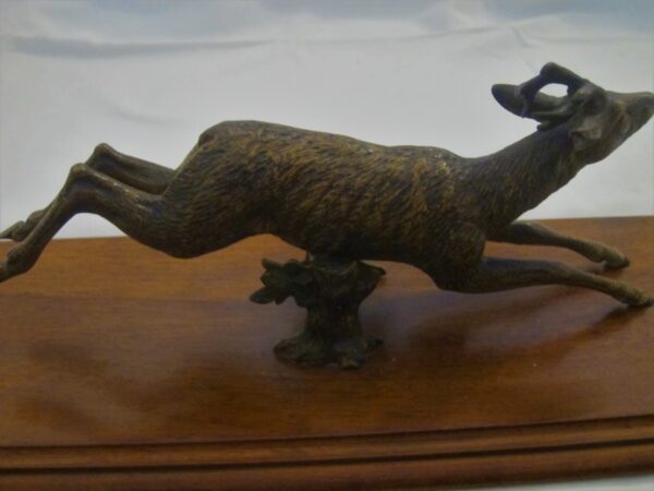 c.1880 Antique Vienna Cold Painted Bronze “Running Stag” Paper Clip desk Antique Metals 5