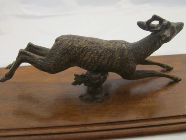 c.1880 Antique Vienna Cold Painted Bronze “Running Stag” Paper Clip desk Antique Metals 7