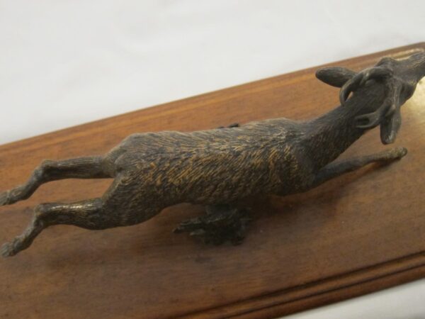 c.1880 Antique Vienna Cold Painted Bronze “Running Stag” Paper Clip desk Antique Metals 6