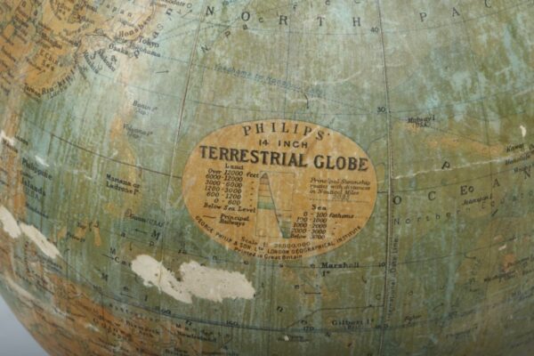 Philips 14 inch Terrestrial Globe c1920 Antique Maps 15