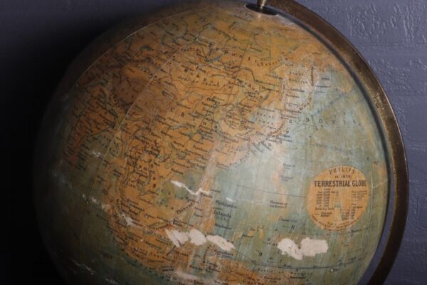 Philips 14 inch Terrestrial Globe c1920 Antique Maps 9