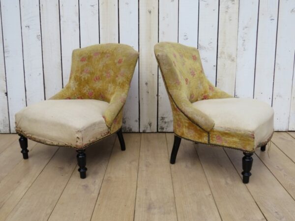 Pair Antique French Tub Armchairs For Re-upholstery armchairs Antique Chairs 10