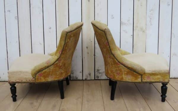 Pair Antique French Tub Armchairs For Re-upholstery - Image 5