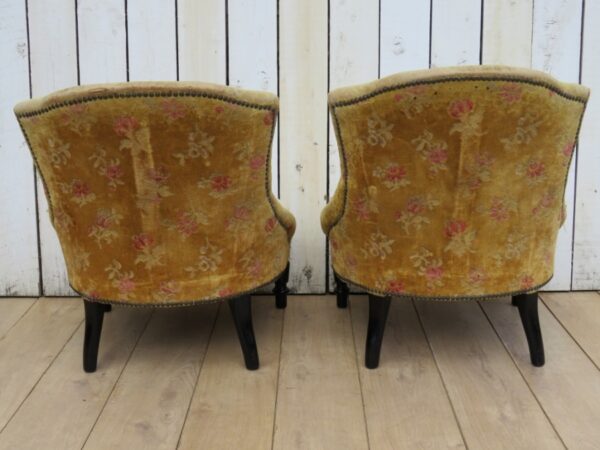Pair Antique French Tub Armchairs For Re-upholstery - Image 6
