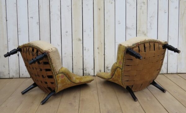 Pair Antique French Tub Armchairs For Re-upholstery armchairs Antique Chairs 9