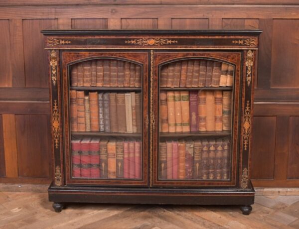 Victorian Ebonised Inlaid Bookcase SAI2199 Antique Furniture 3