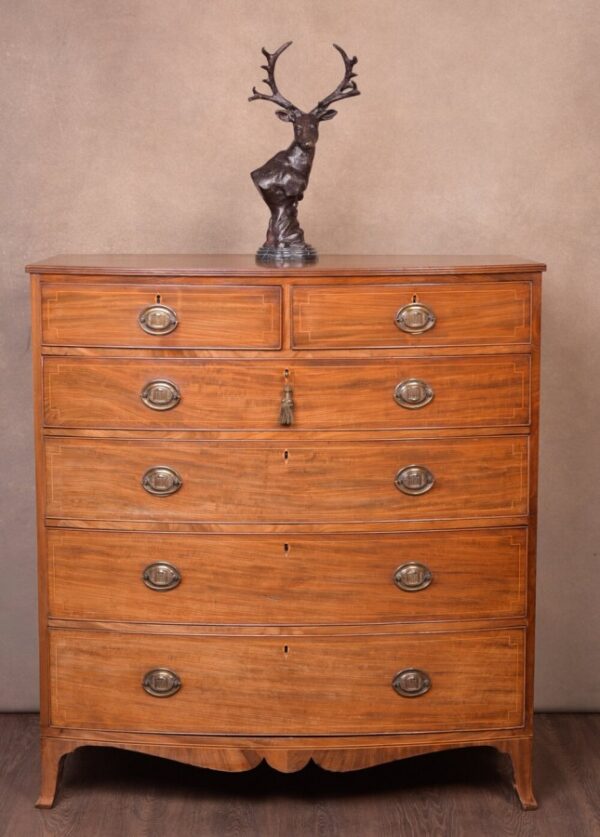 Handsome Georgian Mahogany Bow Front Chest Of Drawers SAI1704 - Image 13