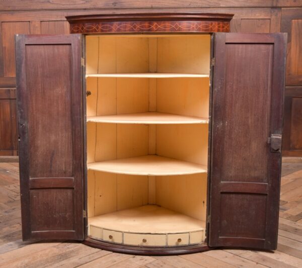Georgian Mahogany Bow Fronted Hanging Corner Cabinet SAI1972 - Image 5