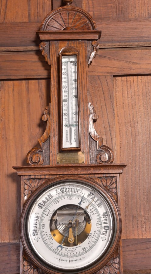 Edwardian Oak Aneroid Barometer SAI2241 Antique Furniture 6