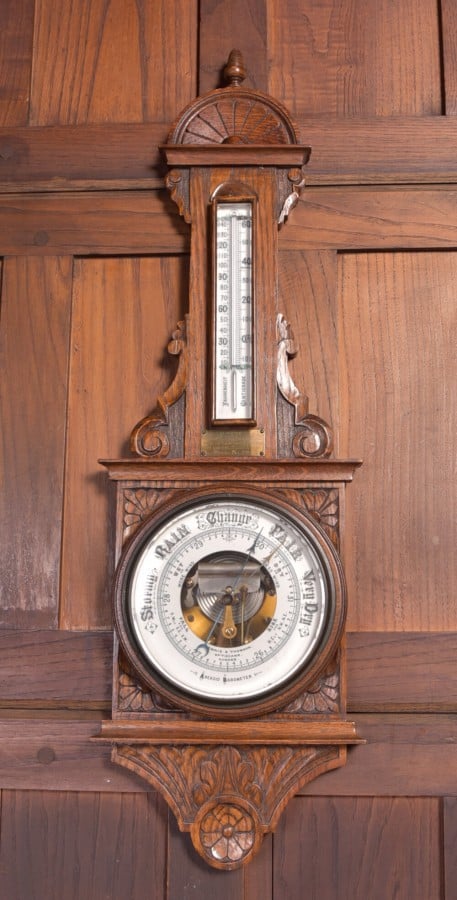 Edwardian Oak Aneroid Barometer SAI2241 Antique Furniture 17