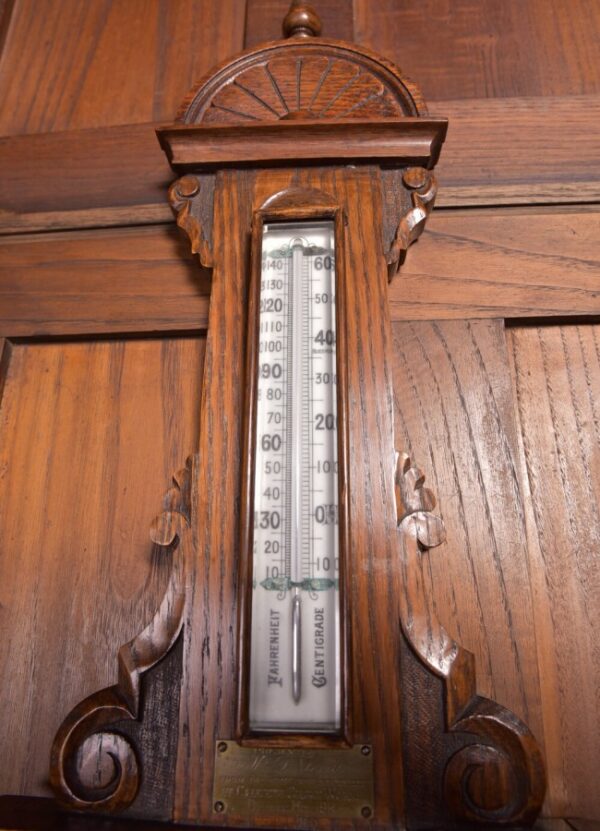 Edwardian Oak Aneroid Barometer SAI2241 - Image 7