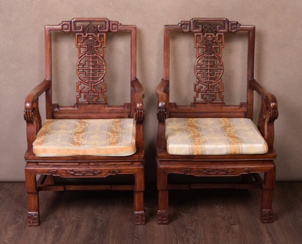 Fantastic Pair Of Chinese Hardwood Arm Chairs SAI1753 Antique Furniture 3