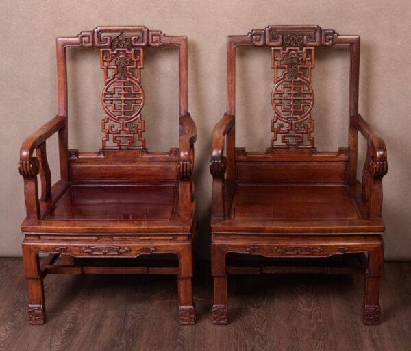 Fantastic Pair Of Chinese Hardwood Arm Chairs SAI1753 - Image 6