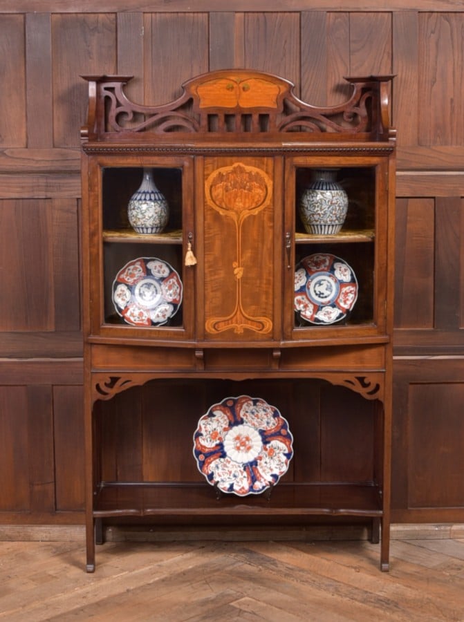 Art Nouveau Marquetry Mahogany Display Cabinet SAI2240 Antiques