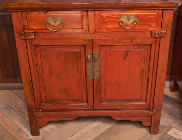 Pair Of Chinese Red Lacquered Side Cabinets SAI2044 - Image 4